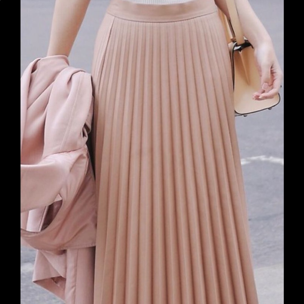 【ZARA】Blush Pink Pleated Midi Skirt